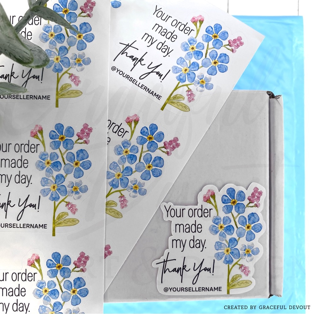 Your Order Made My Day. Thank You! -  2" (inches) (48ct.) Stickers - Picture 7 of 8